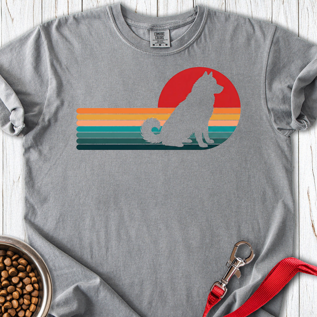 Alaskan Malamute Retro Sunset Premium Tee — Grey