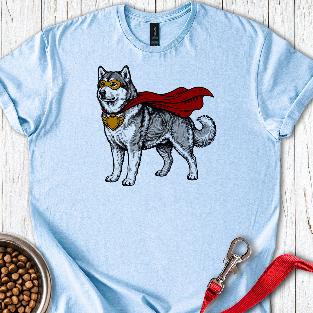 Alaskan Malamute Superhero — Light Blue