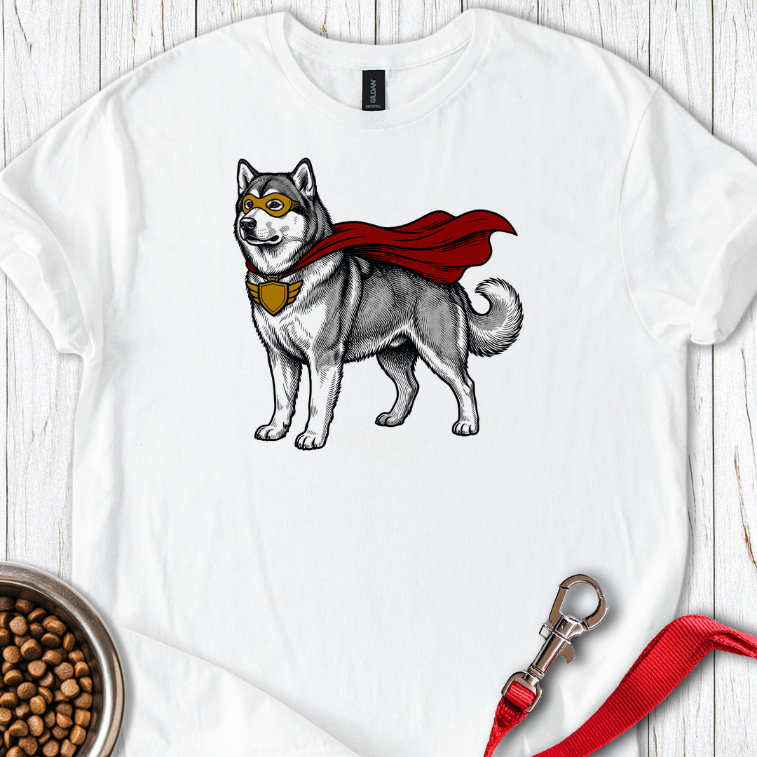 Alaskan Malamute Superhero — White