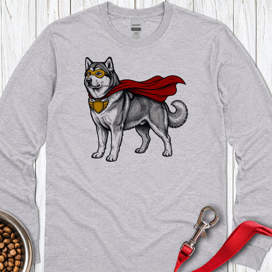 Alaskan Malamute Superhero Long Sleeve Sport Grey