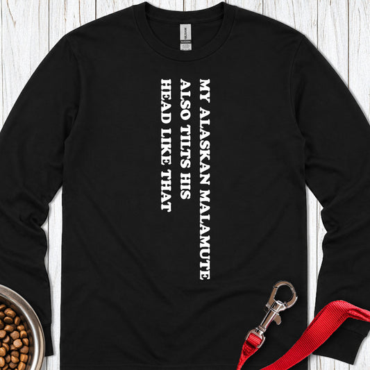 Alaskan Malamute Tilts His Head Long Sleeve Black