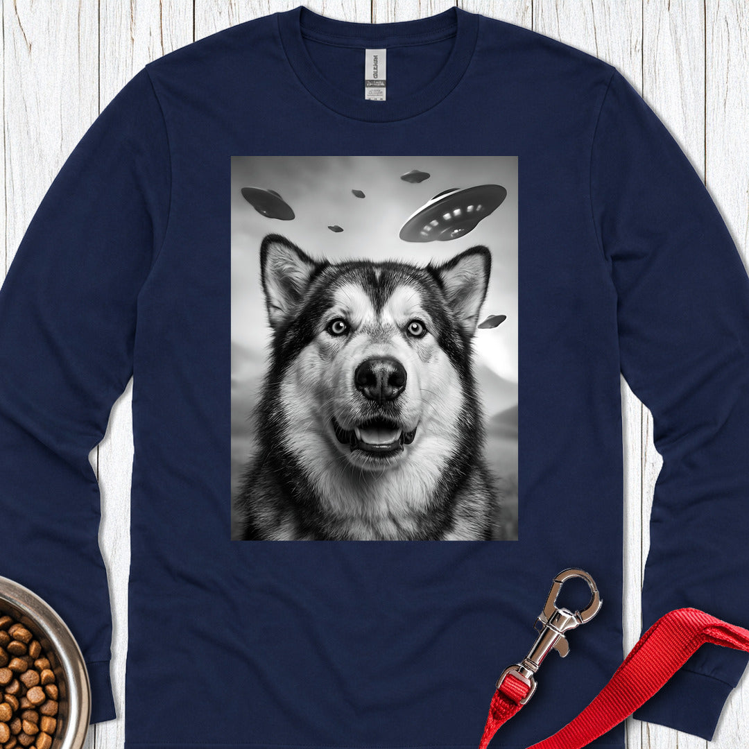 Alaskan Malamute UFO Long Sleeve — Navy
