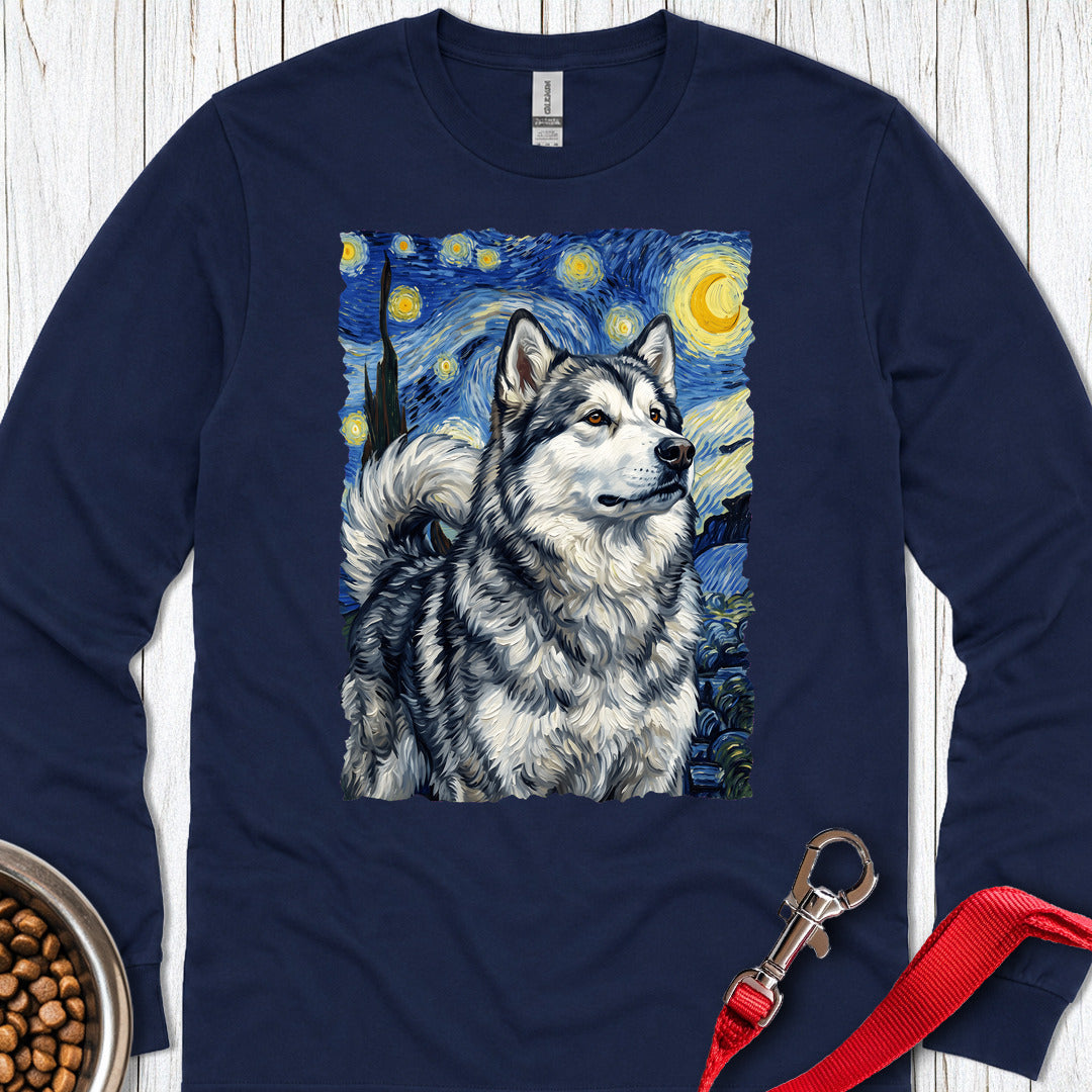Alaskan Malamute Van Gogh Long Sleeve — Navy