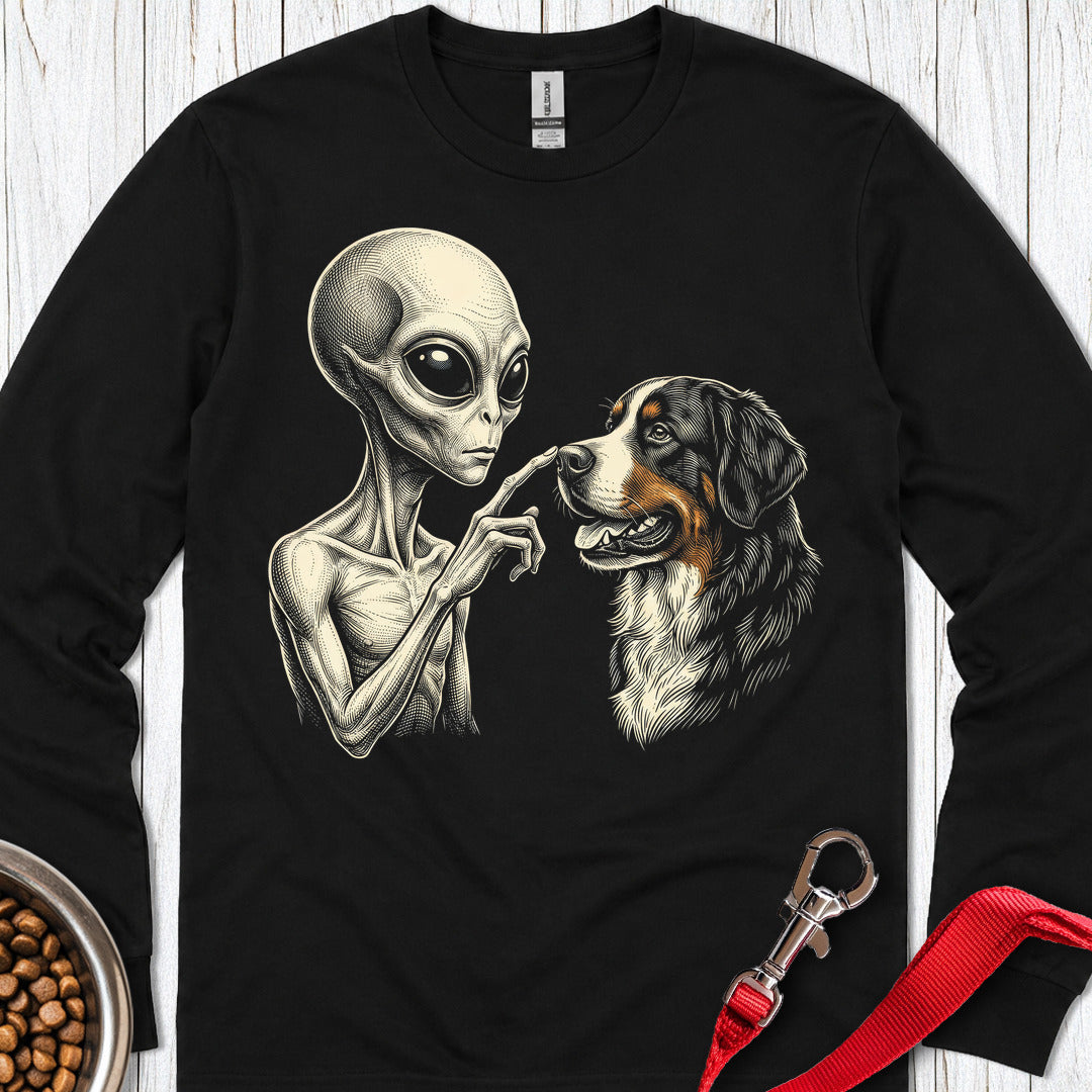 Alien & Bernese Mountain Dog Long Sleeve — Black