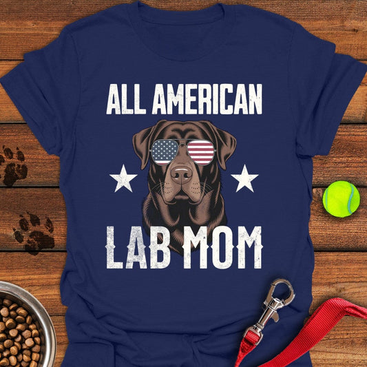 All American Chocolate Lab Mom T-Shirt Navy