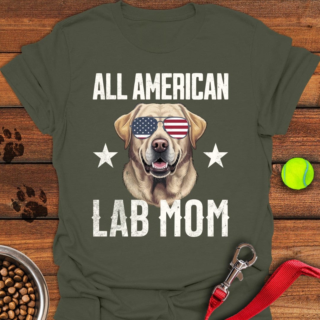 All American Yellow Lab Mom T-Shirt Military Green
