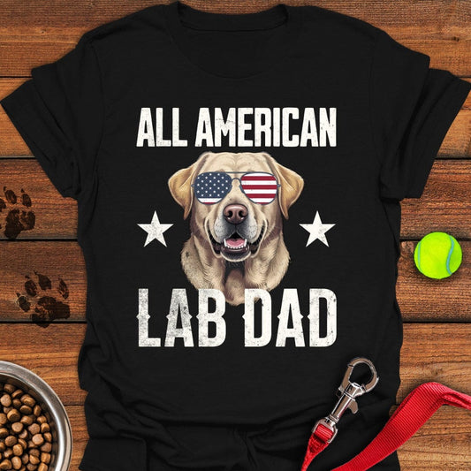 All American Yellow Lab Dad T-Shirt Black