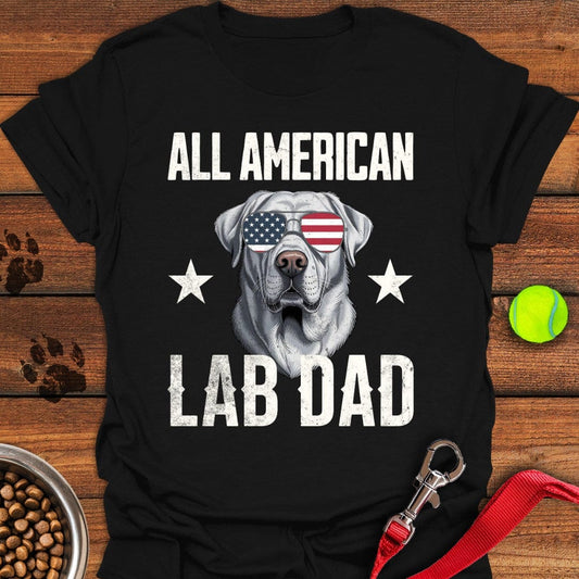 All American Silver Lab Dad T-Shirt Black