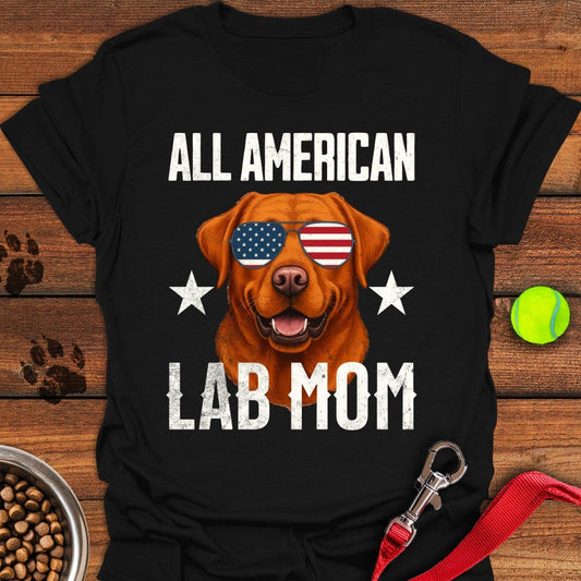 All American Fox Red Lab Mom T-Shirt Black