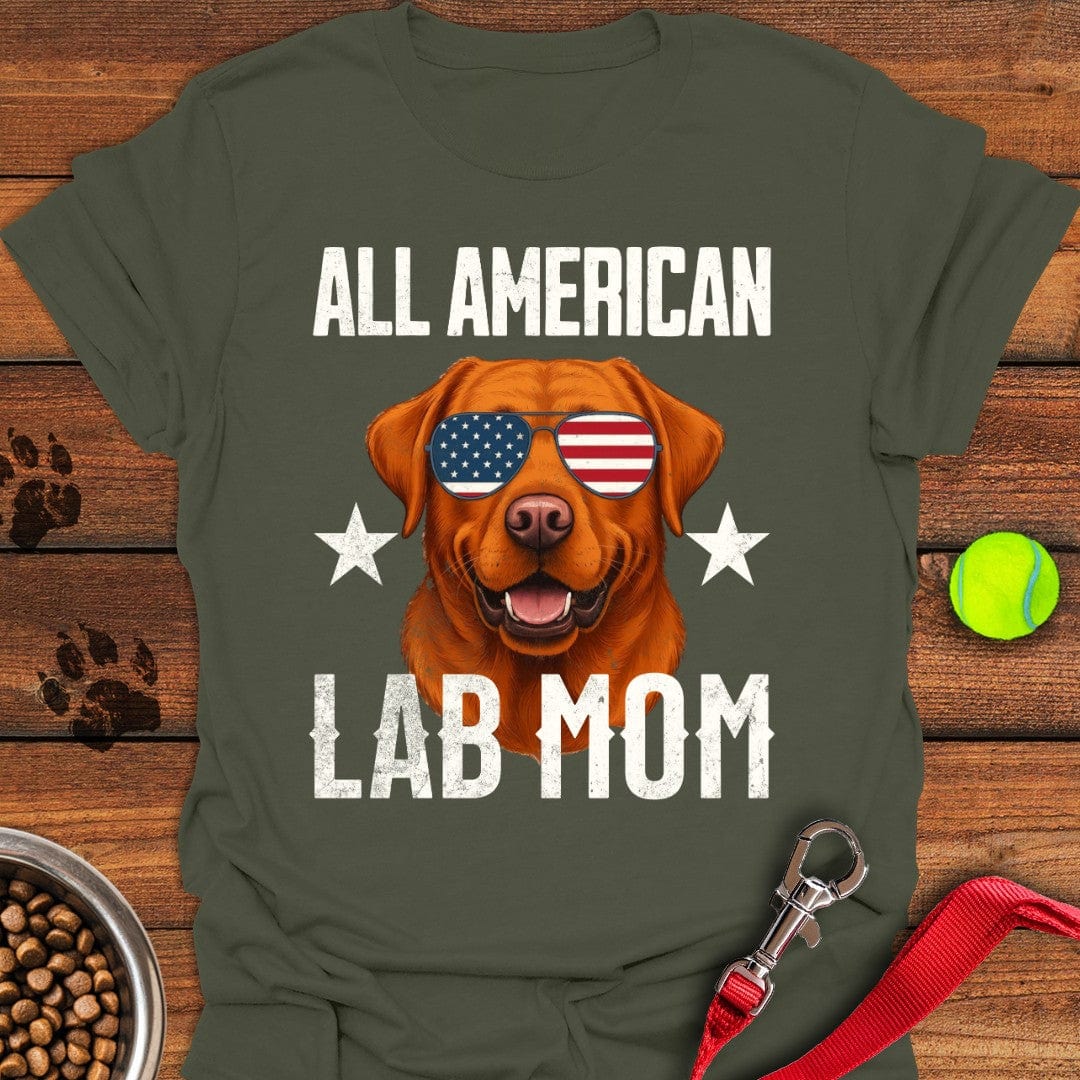 All American Fox Red Lab Mom T-Shirt Military Green