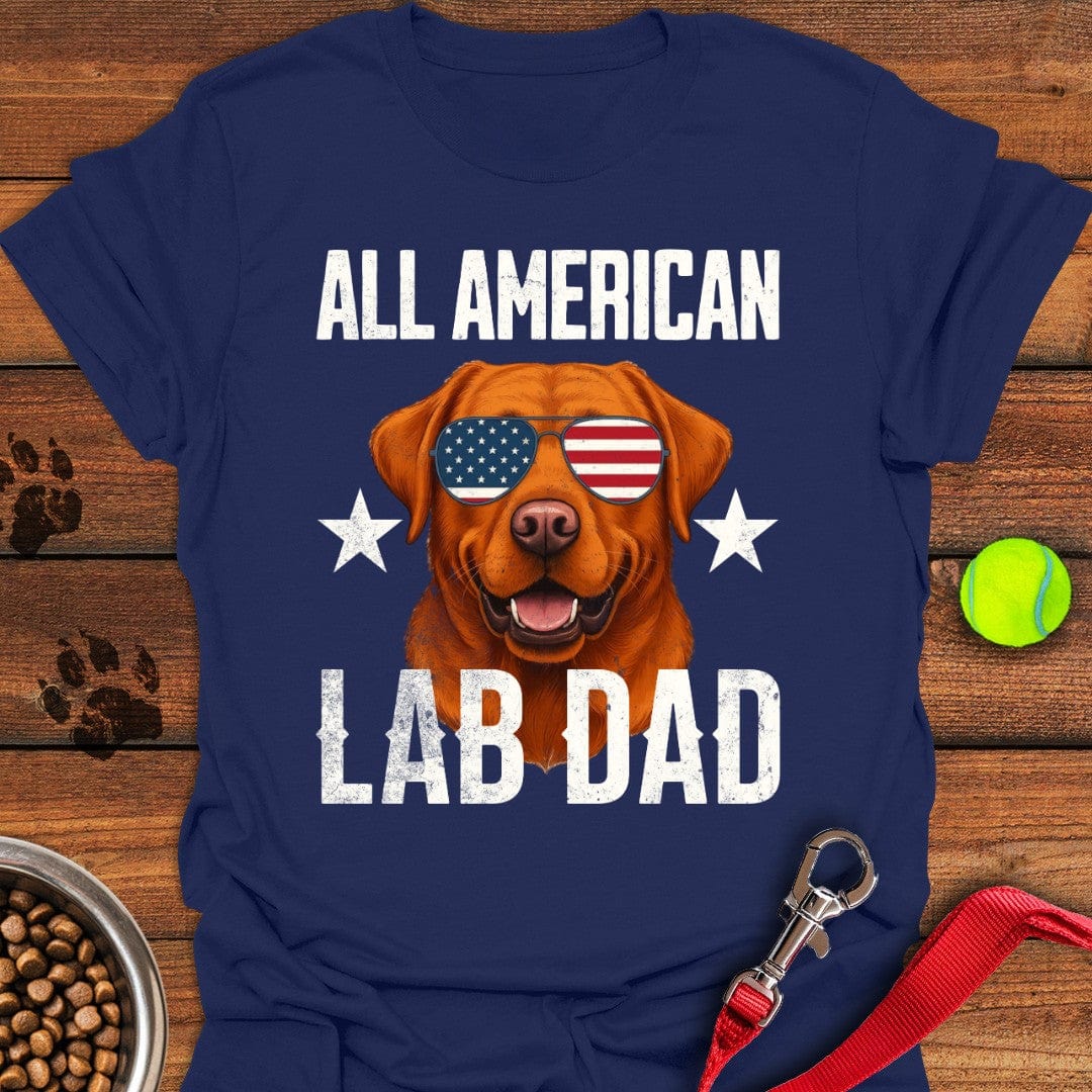 All American Fox Red Lab Dad T-Shirt Navy
