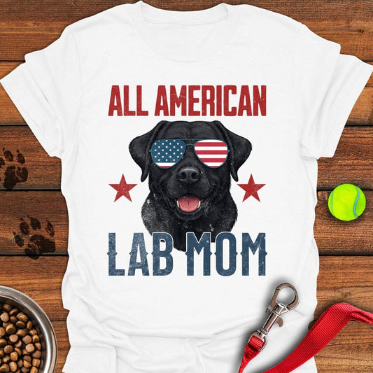 All American Black Lab Mom T-Shirt White