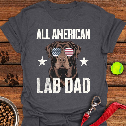 All American Chocolate Lab Dad T-Shirt Dark Heather