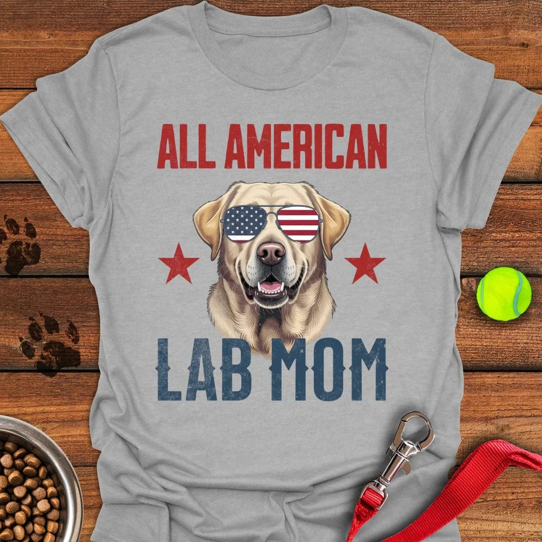 All American Yellow Lab Mom T-Shirt Sport Grey