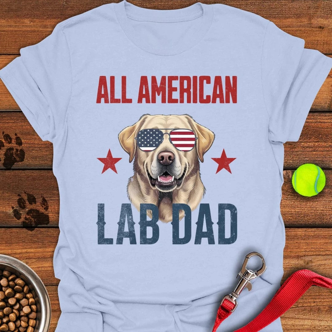 All American Yellow Lab Dad T-Shirt Light Blue