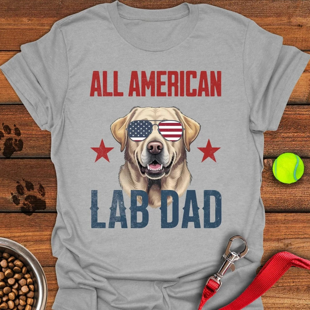 All American Yellow Lab Dad T-Shirt Sport Grey