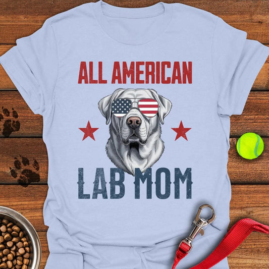 All American Silver Lab Mom T-Shirt Light Blue