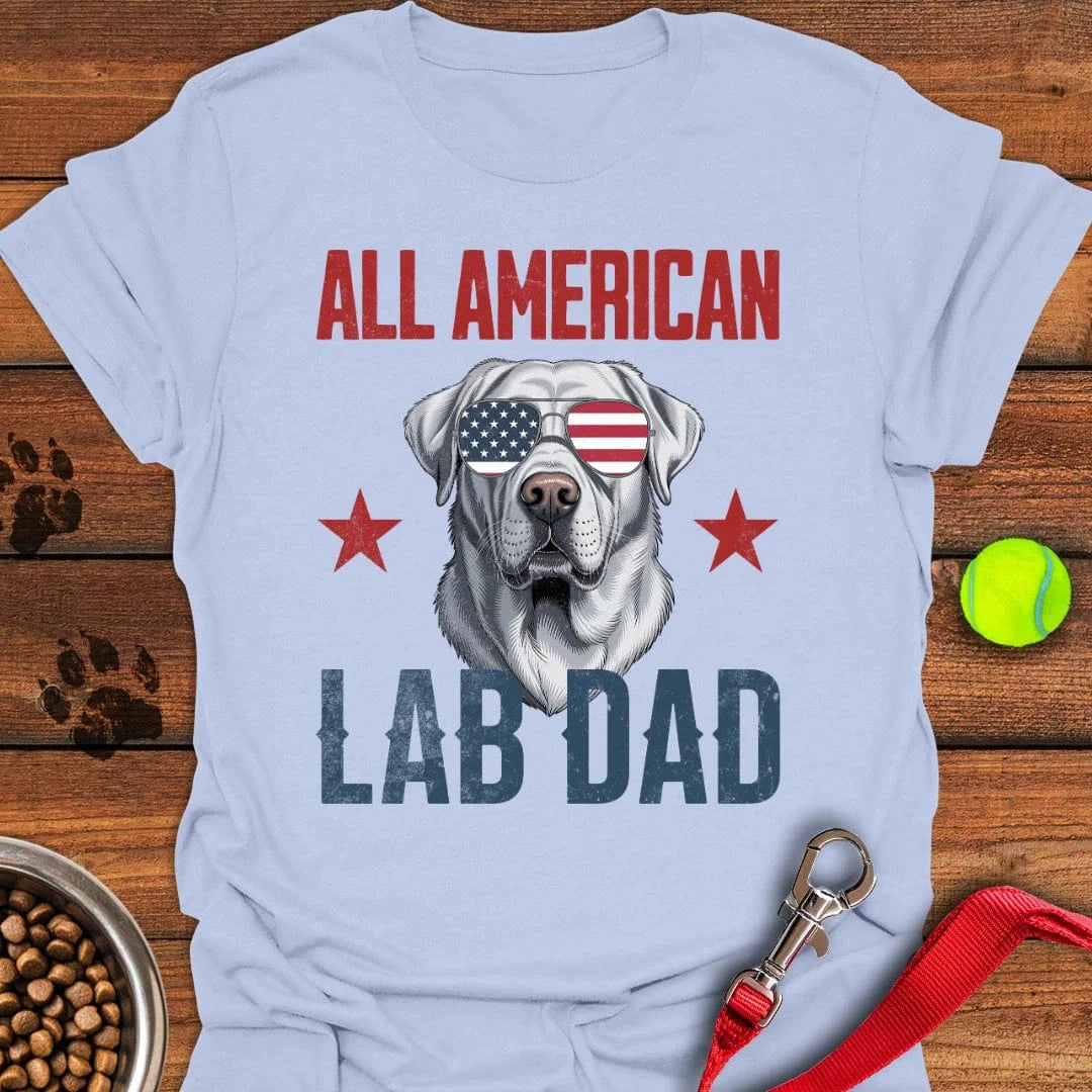 All American Silver Lab Mom T-Shirt Light Blue