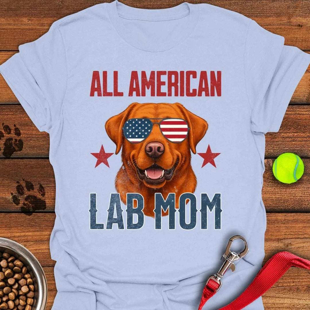 All American Fox Red Lab Mom T-Shirt Light Blue
