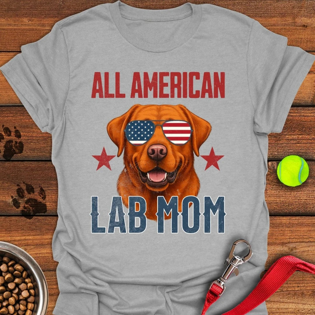 All American Fox Red Lab Mom T-Shirt Sport Grey