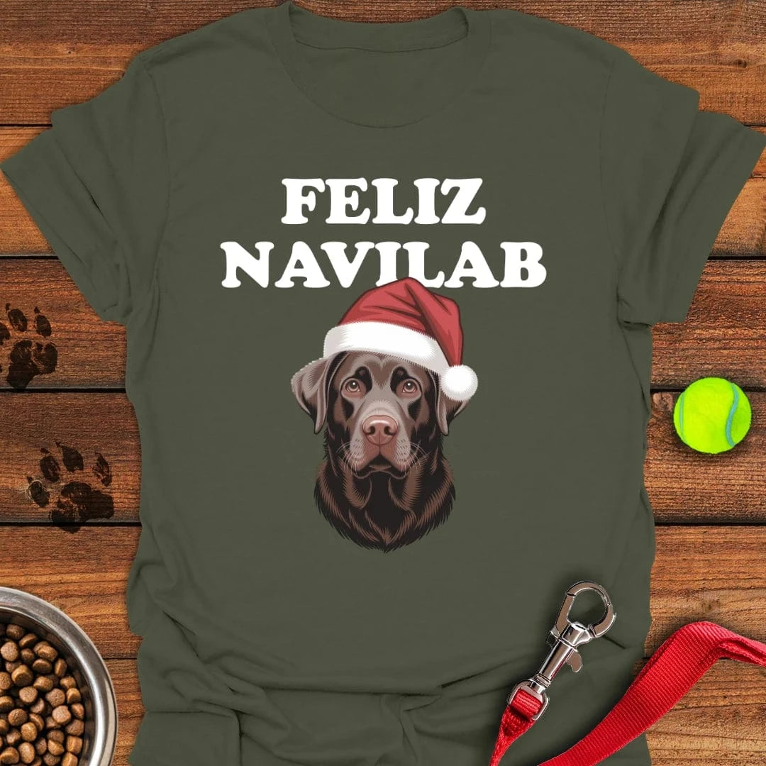 Chocolate Lab Funny Christmas T-Shirt Military Green