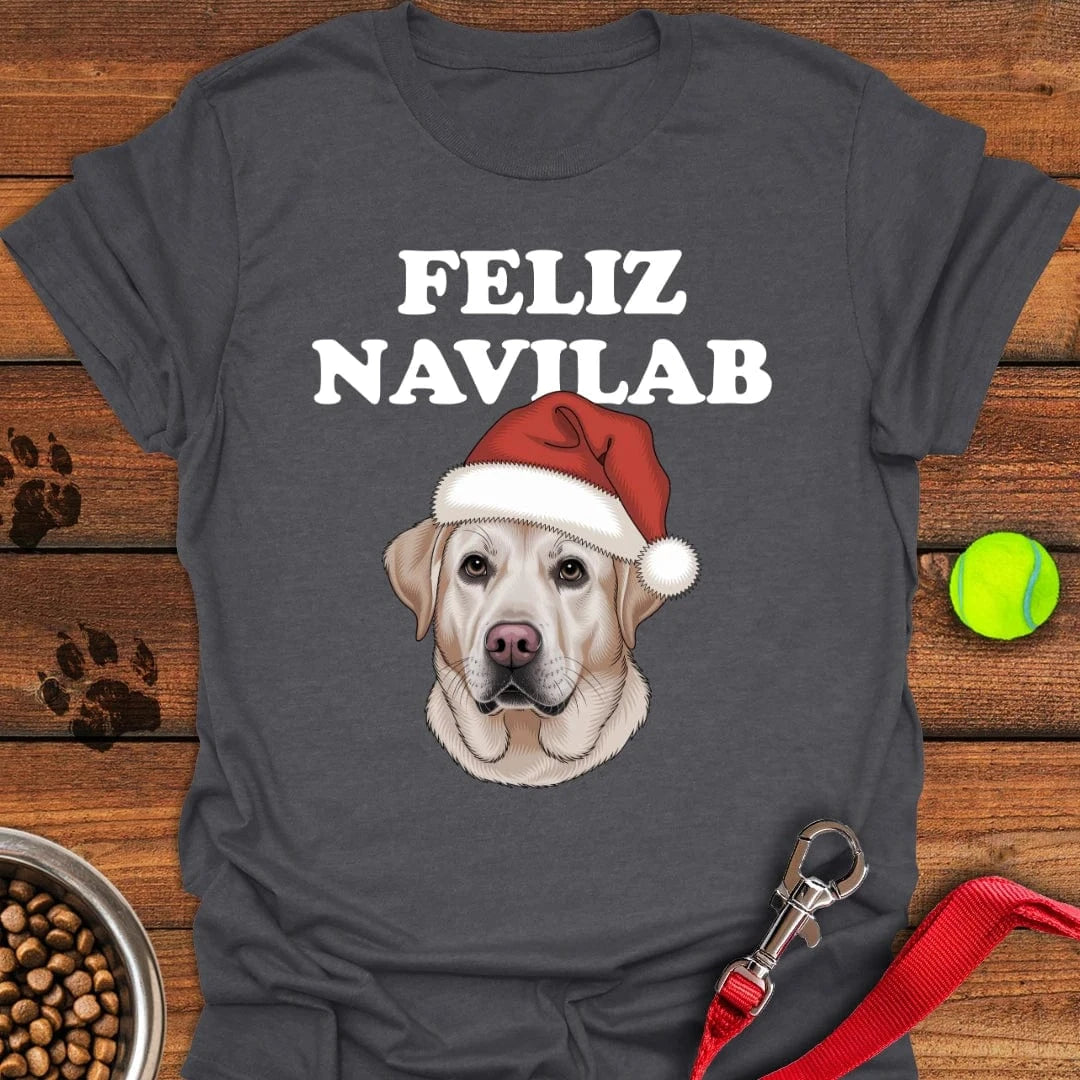 Yellow Lab Funny Christmas T-Shirt Dark Heather