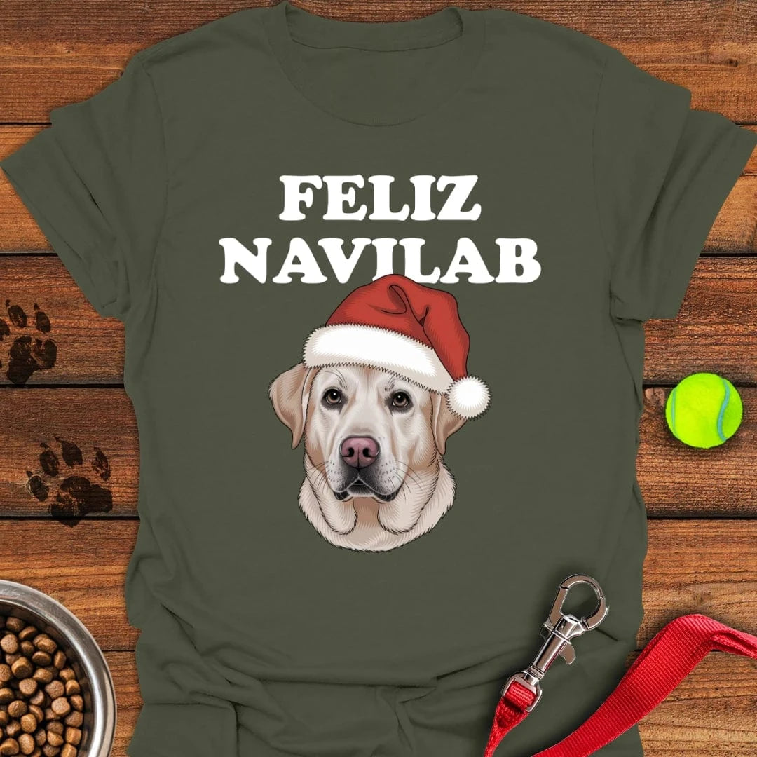 Yellow Lab Funny Christmas T-Shirt Military Green