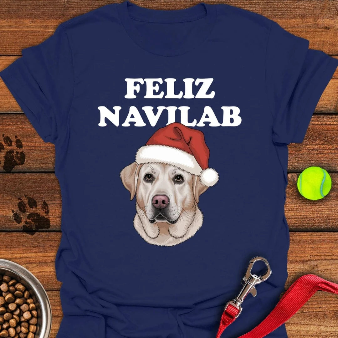 Yellow Lab Funny Christmas T-Shirt Navy