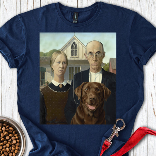 American Gothic Chocolate Labrador Navy