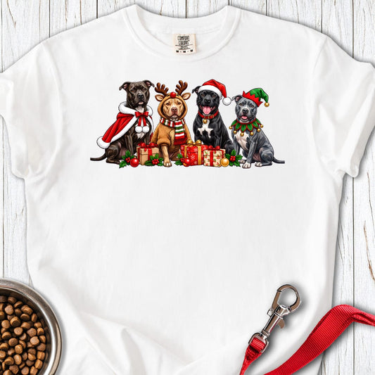 American Pit Bull Terrier Christmas Group Premium Tee White