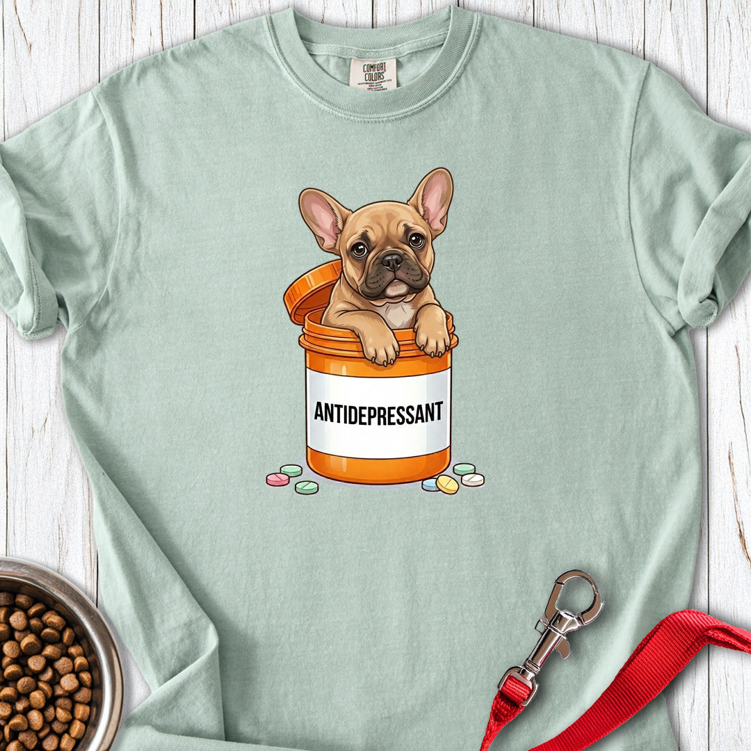 Antidepressant French Bulldog Premium Tee — Bay