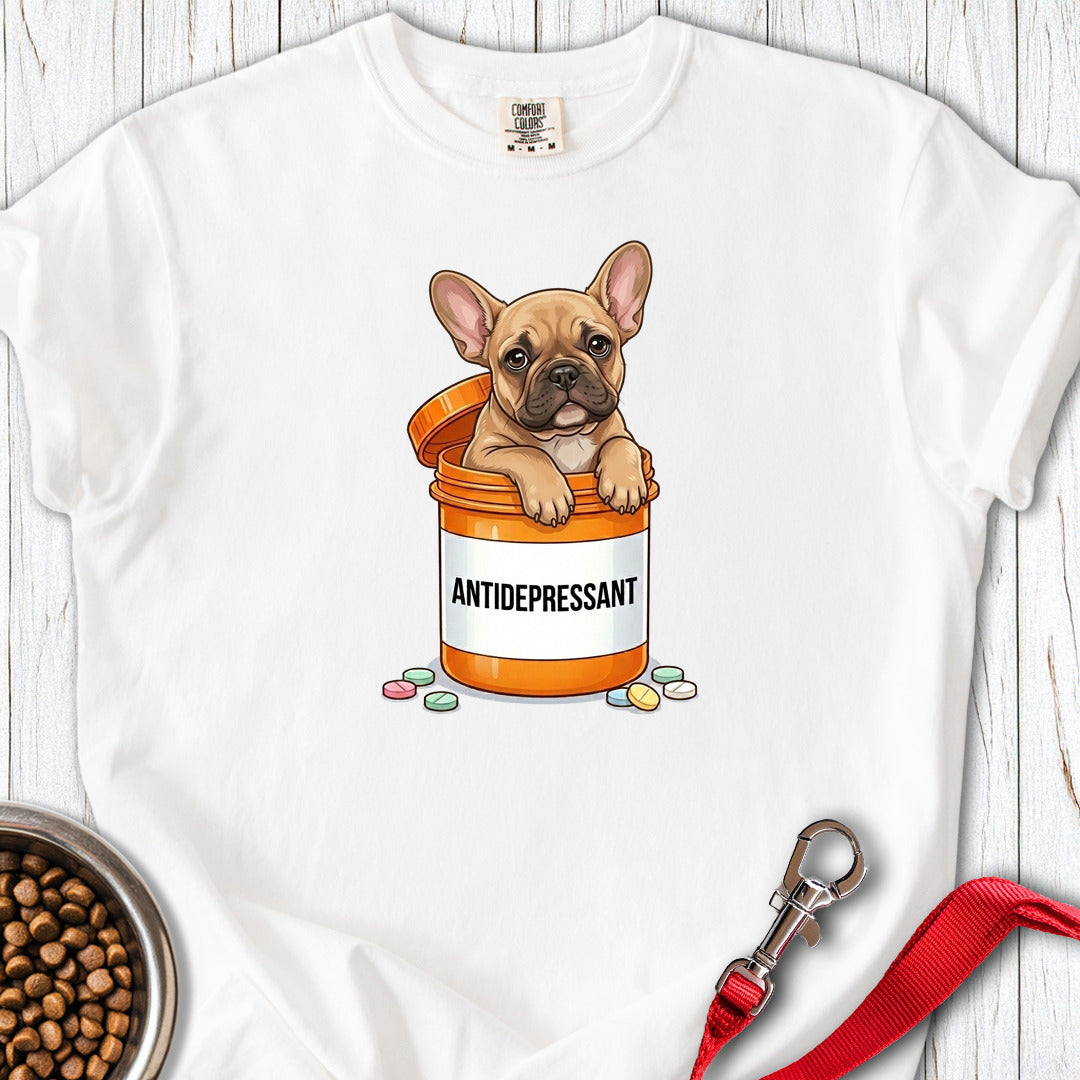 Antidepressant French Bulldog Premium Tee — White