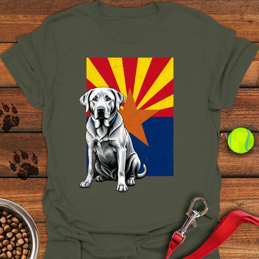 Silver Labrador Arizona Flag T-Shirt Military Green