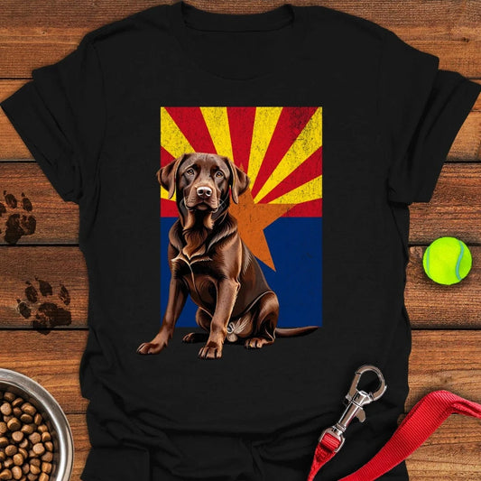 Chocolate Labrador Arizona Flag T-Shirt Black