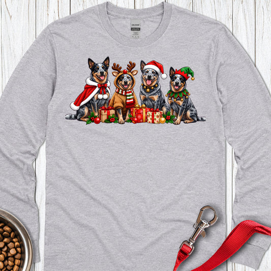 Australian Cattle Dog Christmas Group Long Sleeve — Sport Grey