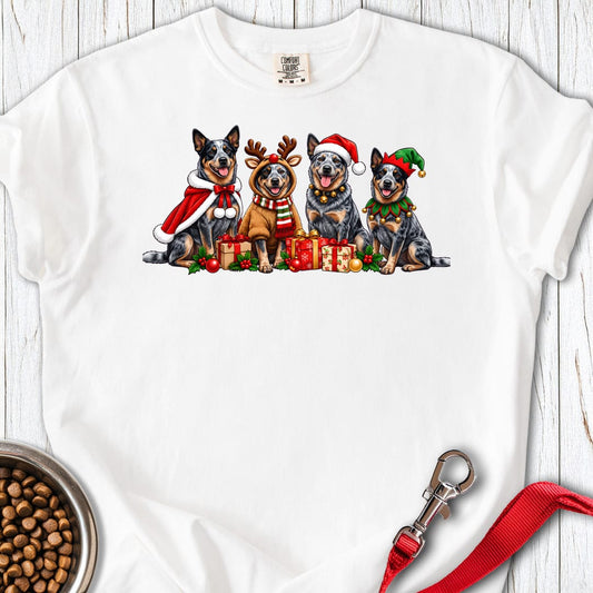 Australian Cattle Dog Christmas Group Premium Tee White