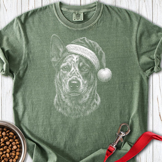 Australian Cattle Dog Christmas Santa Hat Premium Tee Moss