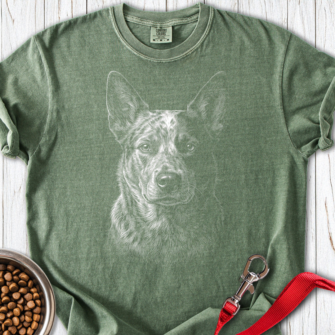 Australian Cattle Dog Engraved Premium Tee — Moss