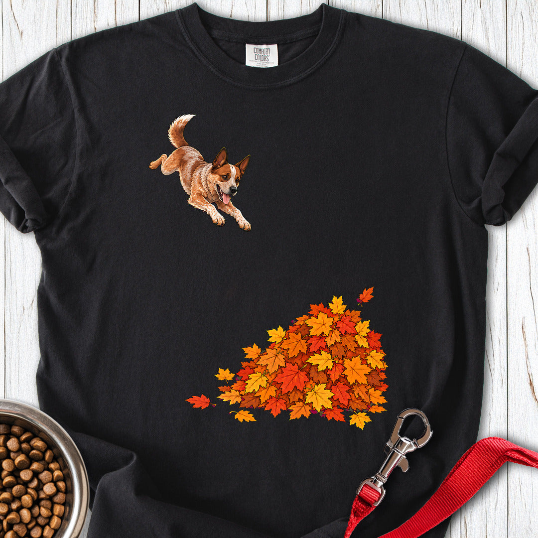 Australian Cattle Dog Leaf Pile Premium Tee — Black