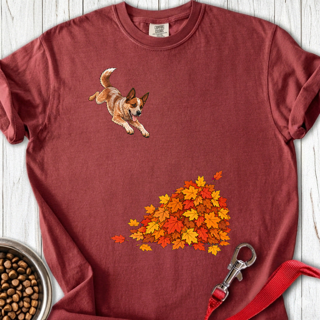 Australian Cattle Dog Leaf Pile Premium Tee — Brick