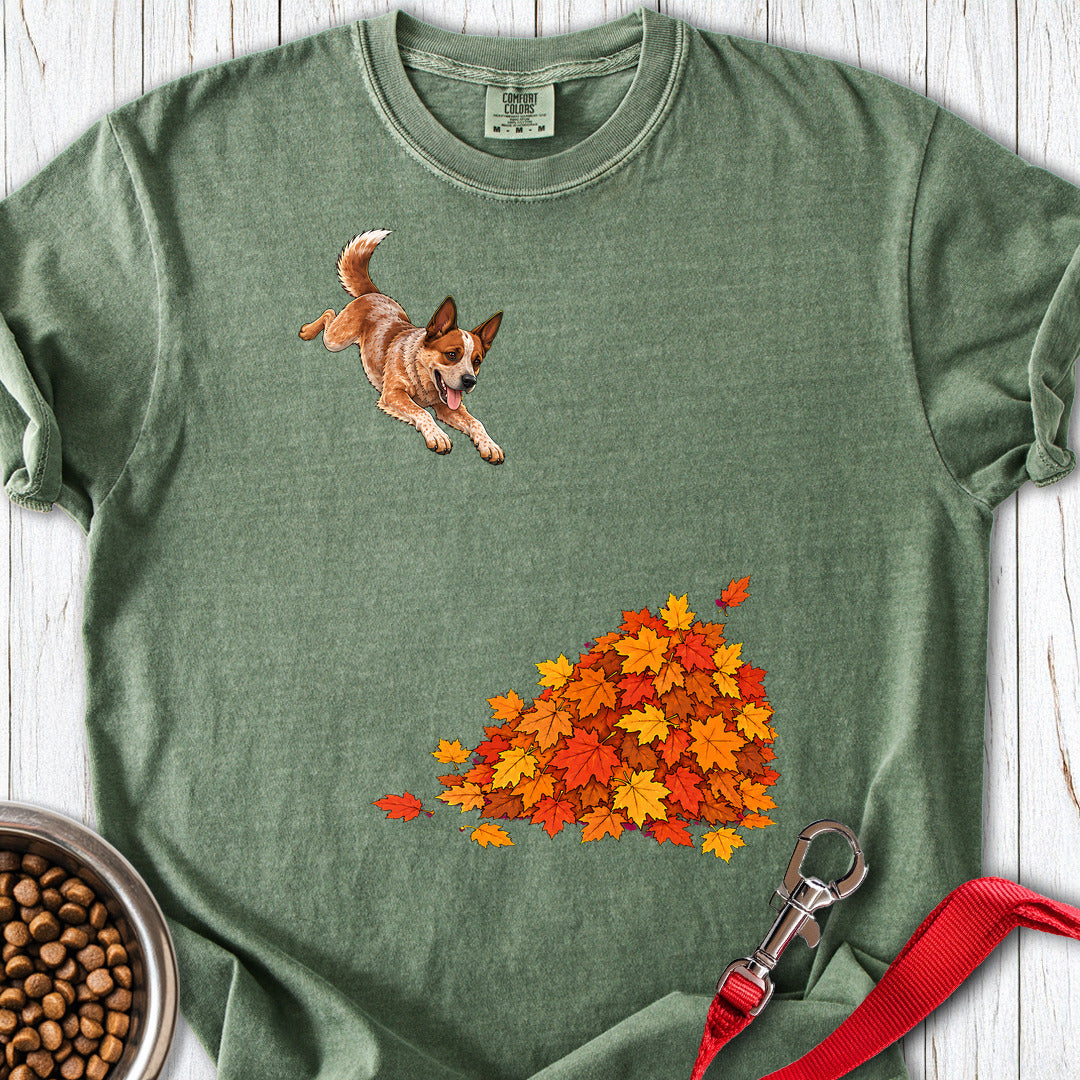 Australian Cattle Dog Leaf Pile Premium Tee — Moss