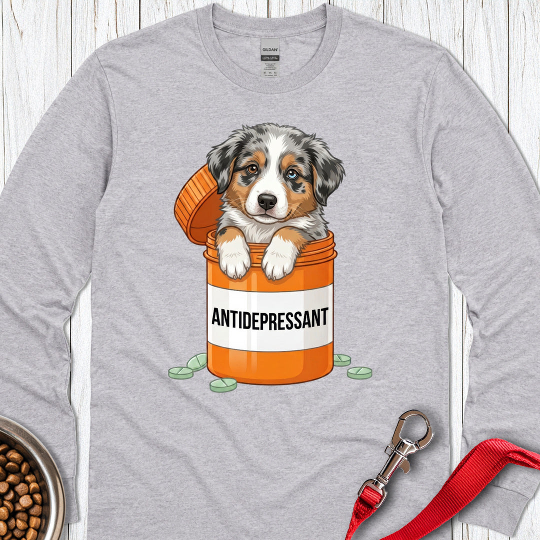 Australian Shepherd Antidepressant Long Sleeve — Sport Grey