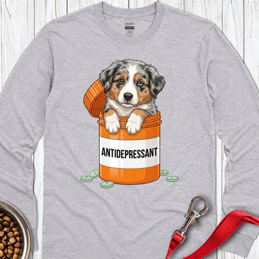 Australian Shepherd Antidepressant Long Sleeve — Sport Grey