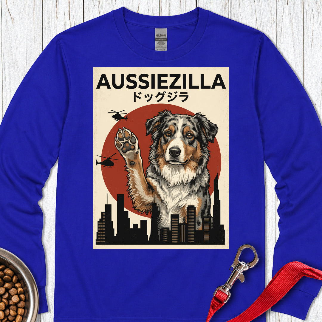Australian Shepherd Aussiezilla Long Sleeve — Royal