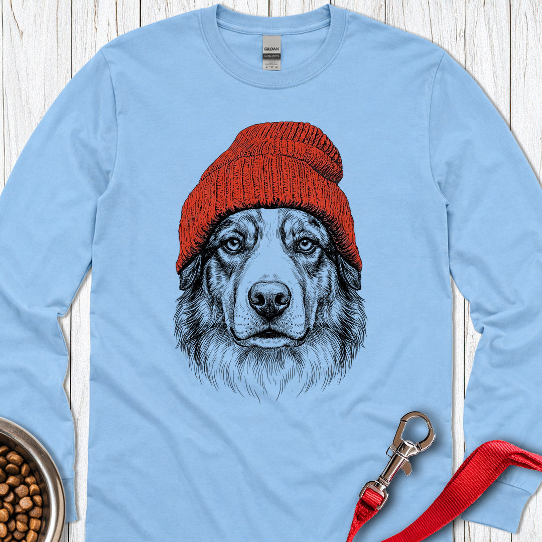 Australian Shepherd Beanie Long Sleeve — Carolina Blue
