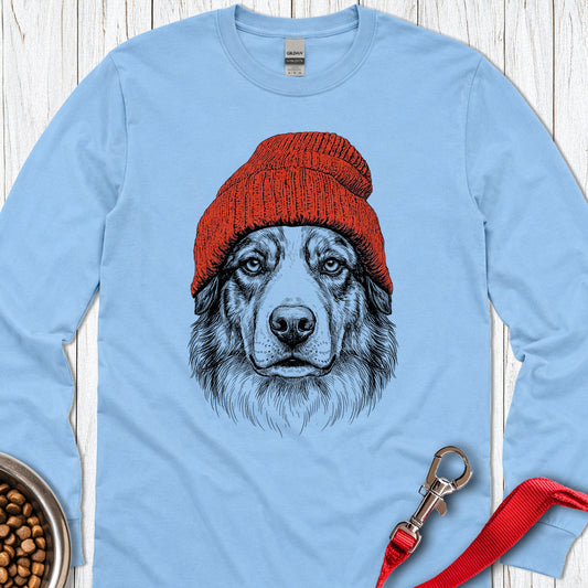 Australian Shepherd Beanie Long Sleeve — Carolina Blue