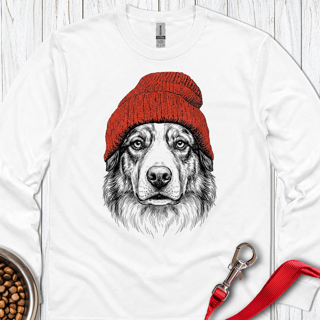 Australian Shepherd Beanie Long Sleeve — White