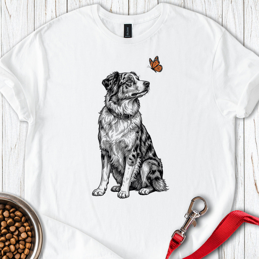 Australian Shepherd Butterfly White