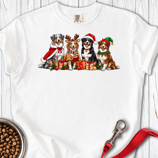 Australian Shepherd Christmas Group Premium Tee White