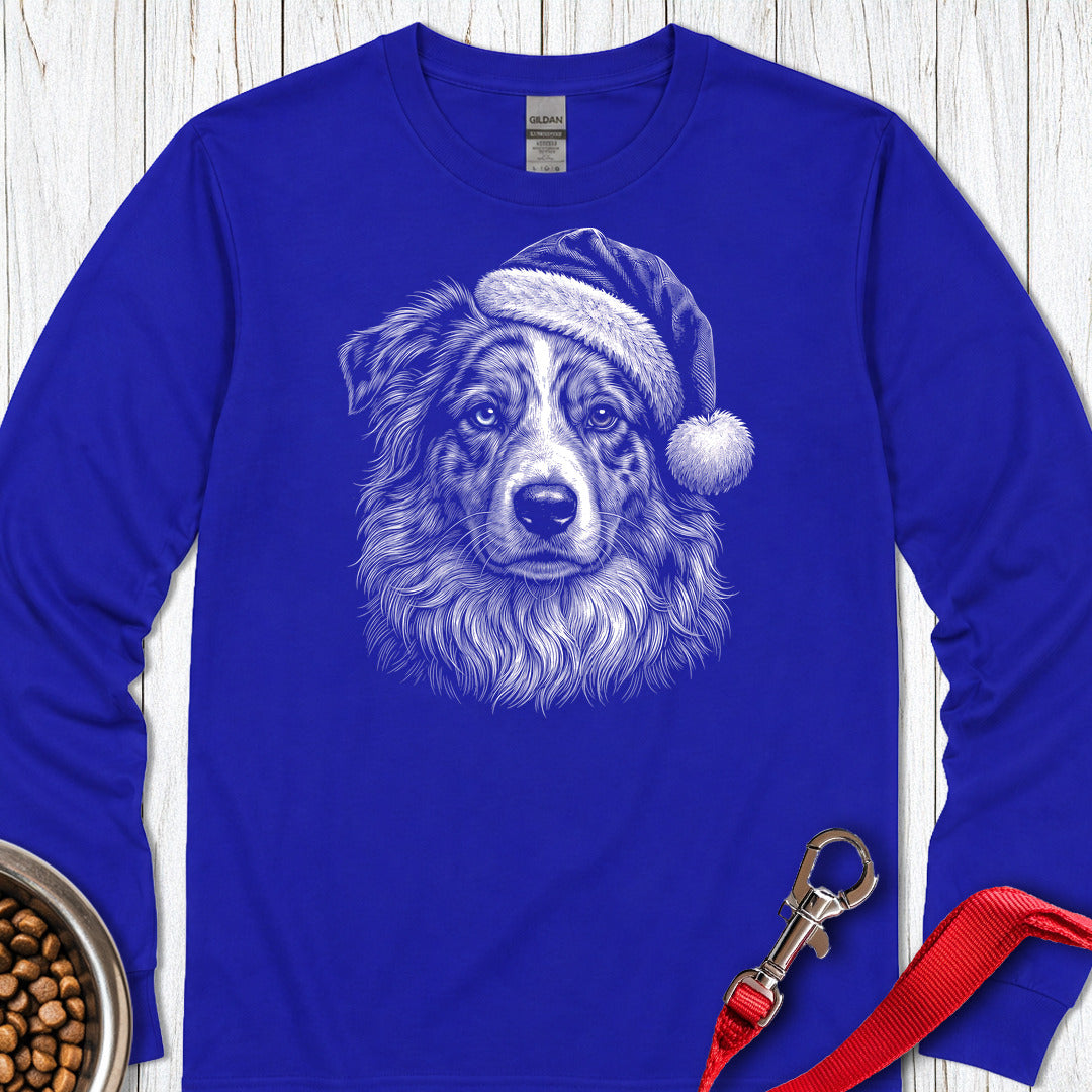 Australian Shepherd Christmas Santa Hat Long Sleeve — Royal